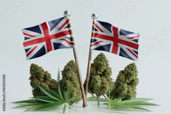 Obraz Union Jack Flags and Cannabis Buds
