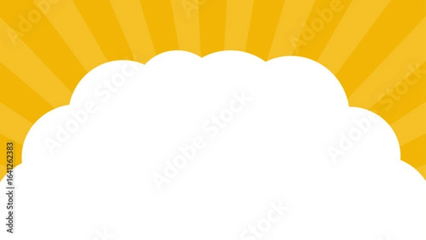 Obraz 黄色の集中線と白い雲型テキストスペースの背景素材