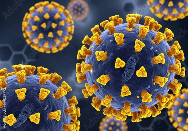 Obraz Coronavirus virion structure close up view in microscopic detail