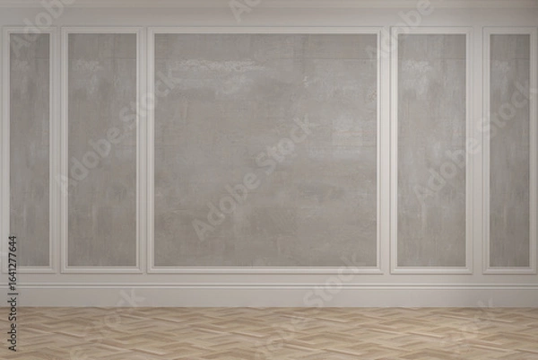 Obraz Classic interior with blank wall, panel, moldings. 3d render illustration