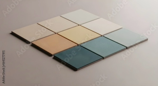 Fototapeta Square tiles in muted pastel colors arranged in a grid pattern squares