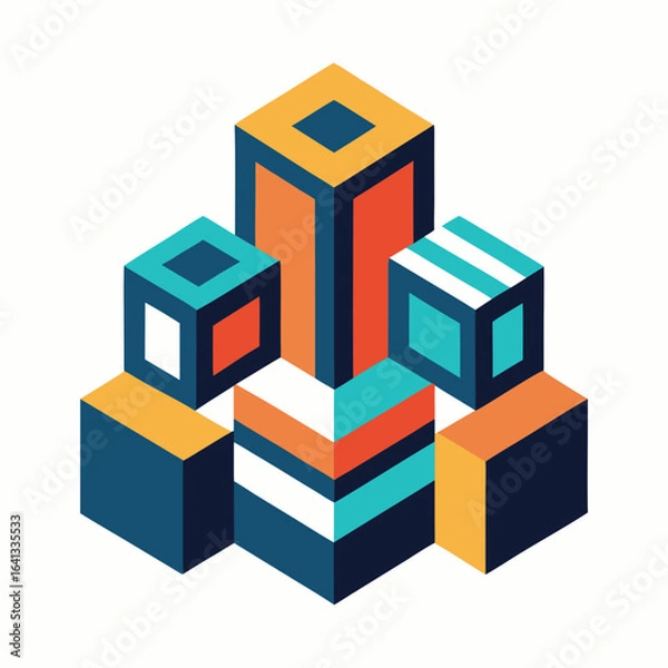 Fototapeta 3d cubes on white background