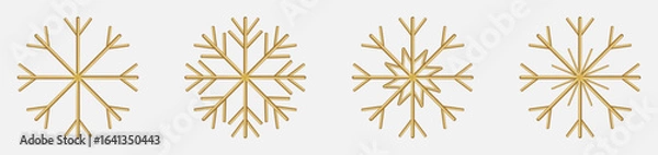 Obraz Golden snowflake icons