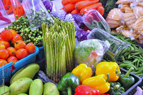 Fototapeta Vegetable stall in a local Thai market.