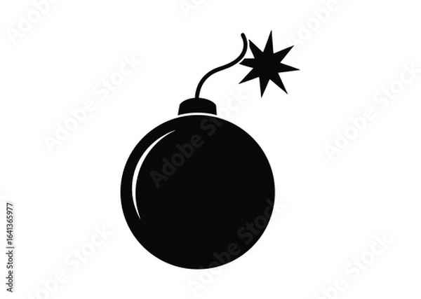 Obraz Bomb silhouette black vector white background