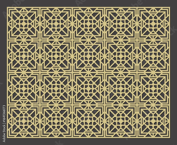 Fototapeta Laser cut pattern. Vector collection of cutting templates with abstract geometric ornament	
