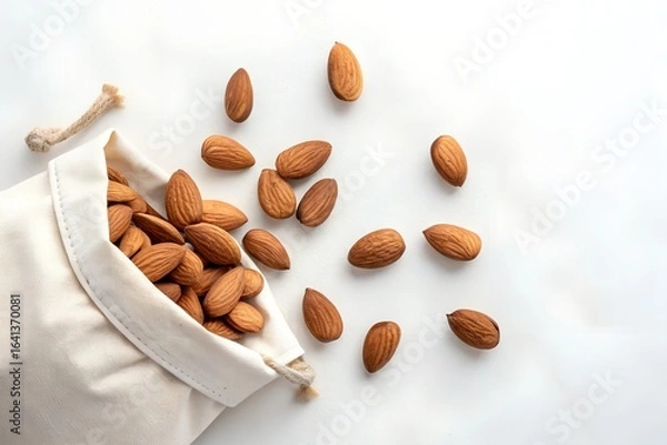 Obraz Almonds in a White Reusable Bag