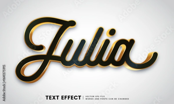 Obraz Editable 3d julia gold text effect. Fancy font style perfect for logotype, title or heading text.

