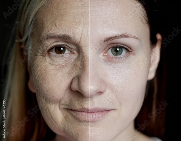 Obraz Age Transformation A Detailed Comparison of Skin Before and After Rejuvenation Treatments