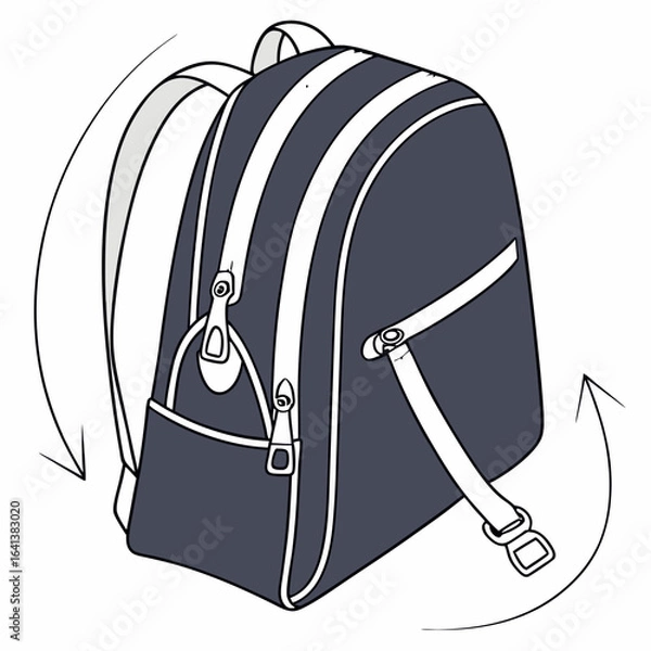 Obraz Stylized Backpack Illustration with Arrows Indicating Adjustable Straps and Movement