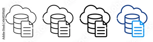Fototapeta Cloud Data Icon Multiple Outline Collection Set