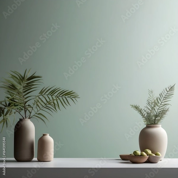 Obraz A Tranquil Corner: Minimalist Greenery and Neutral Tones