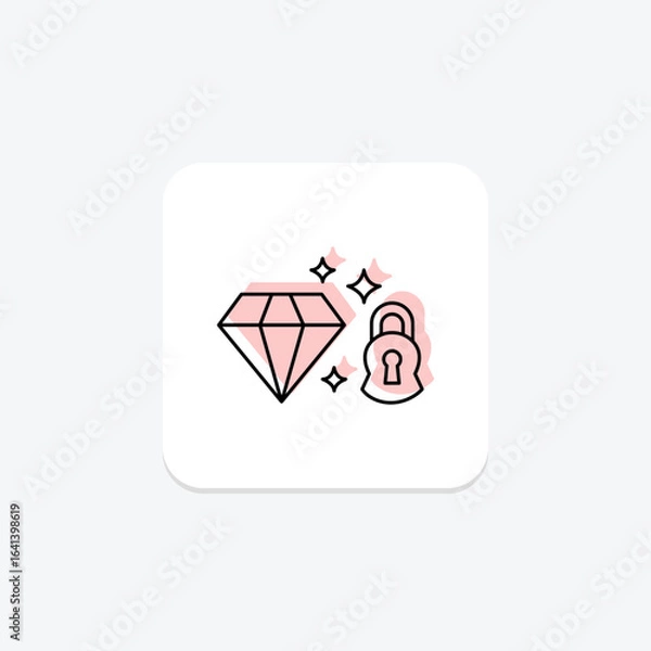 Obraz Diamond Lock And Key Set, vector, pixel perfect, illustrator file