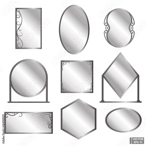 Fototapeta Set of mirrors metallic color
