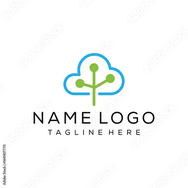 Obraz cloud tree technology logo design