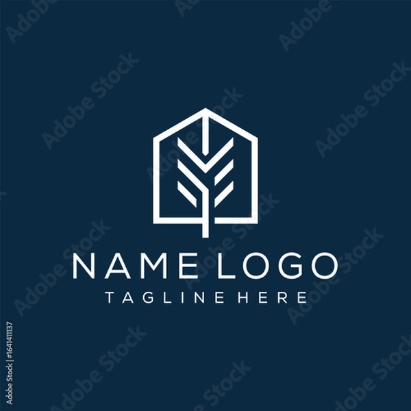 Obraz home house and tree logo design vector