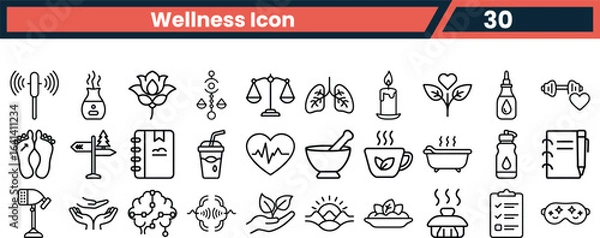 Fototapeta Vector art of collection of wellness and health icons isolated on white background