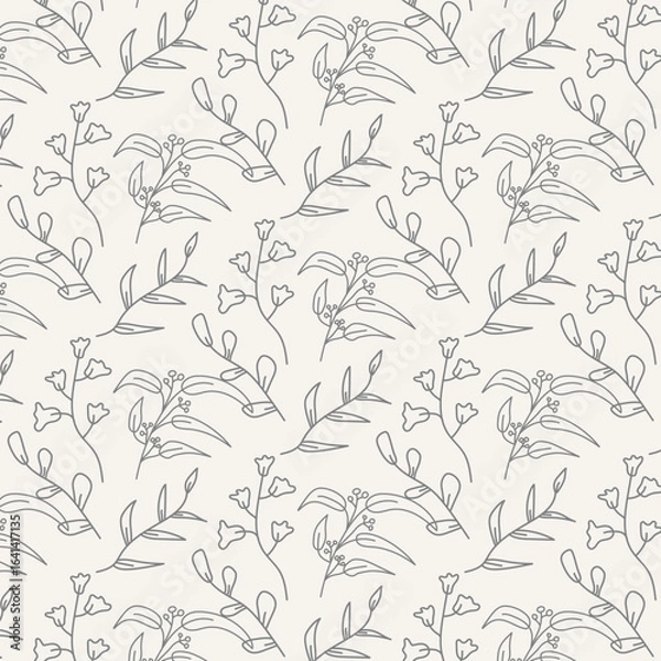 Obraz design vector art seamless pattern style drawn leaves