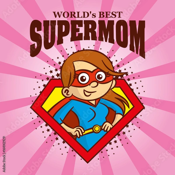 Obraz Supermom logo Cartoon character superhero
