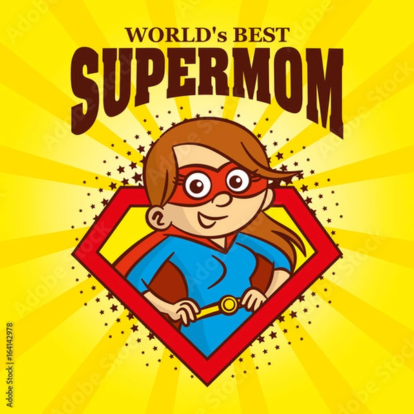 Obraz Supermom logo Cartoon character superhero