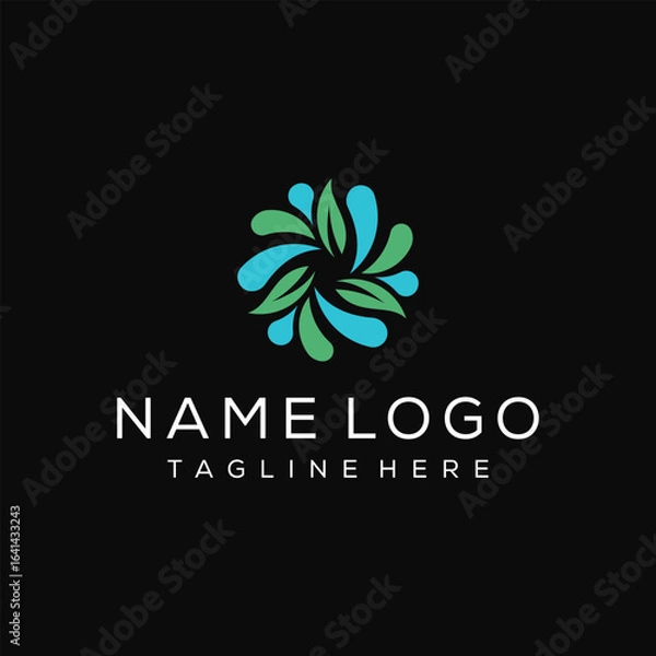 Obraz abstract leaves and drop logo design vector