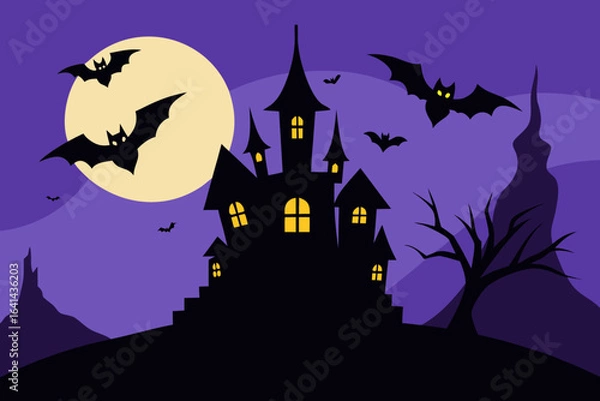 Obraz halloween background with haunted house