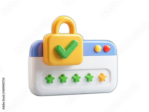 Obraz Secure Website Rating: 3D Cartoon Style