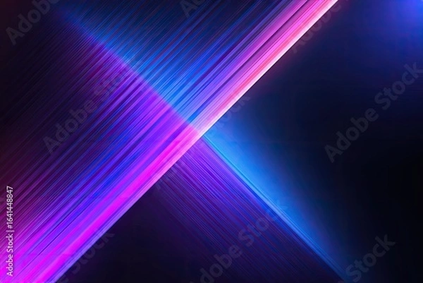 Fototapeta Abstract vibrant lines intersecting,  neon hues on dark background