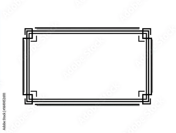 Fototapeta Empty rectangular frame with decorative, geometric borders