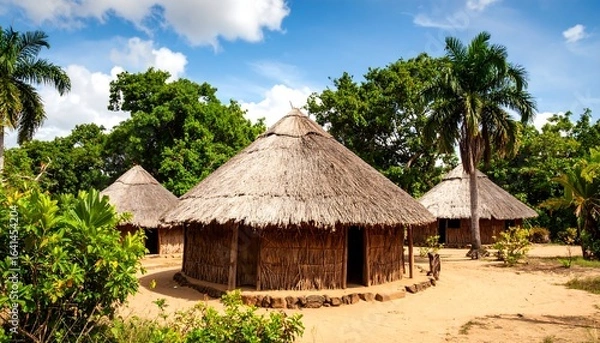 Fototapeta Traditional African round huts