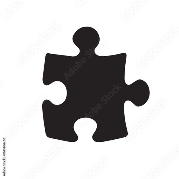 Fototapeta Simple black silhouette of single puzzle piece
