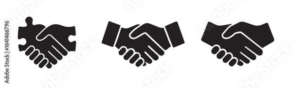 Fototapeta Puzzle piece handshake symbolizing partnership and agreement set