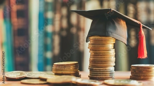 Fototapeta Cost of Education: Students Reviewing Tuition Bills, Budget Charts & Expense Trackers – Visualizing Fees, Scholarships & Financial Planning for Learning Costs in Educational Scenes