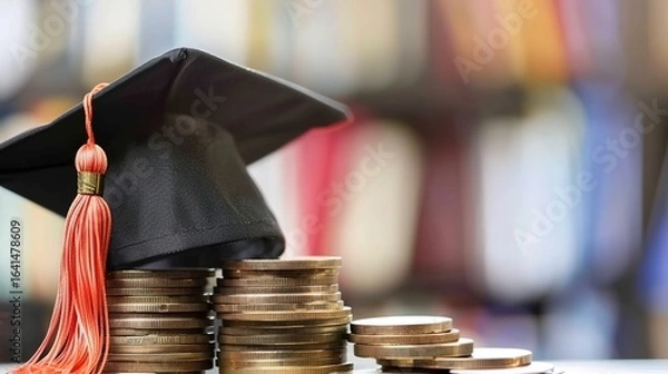 Fototapeta Cost of Education: Students Reviewing Tuition Bills, Budget Charts & Expense Trackers – Visualizing Fees, Scholarships & Financial Planning for Learning Costs in Educational Scenes