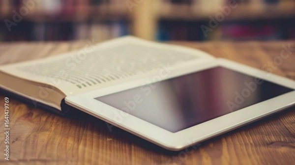 Fototapeta Ebook on Tablet: Fingers Swiping Digital Pages, Touchscreen Tablets Displaying E-Textbooks – Readers & Students Engaging with Interactive E-Books on Tablet Screens, Portable Digital Reading Scenes