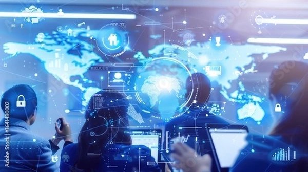 Fototapeta Global Digital Education: International Students Learning Across Borders via Online Platforms, Virtual Classrooms & EdTech Tools – Connecting Diverse Learners Worldwide Through Digital Innovation