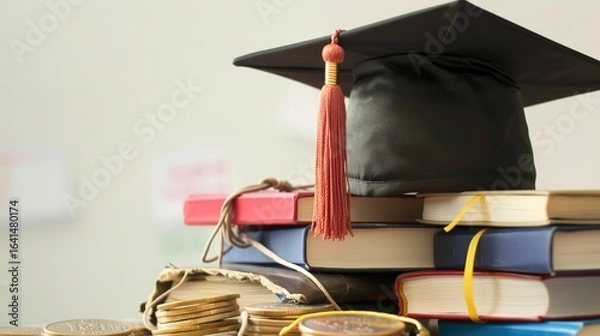 Fototapeta Cost of Education: Students Reviewing Tuition Bills, Budget Charts & Expense Trackers – Visualizing Fees, Scholarships & Financial Planning for Learning Costs in Educational Scenes