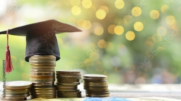 Fototapeta Cost of Education: Students Reviewing Tuition Bills, Budget Charts & Expense Trackers – Visualizing Fees, Scholarships & Financial Planning for Learning Costs in Educational Scenes