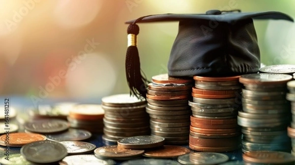 Fototapeta Cost of Education: Students Reviewing Tuition Bills, Budget Charts & Expense Trackers – Visualizing Fees, Scholarships & Financial Planning for Learning Costs in Educational Scenes