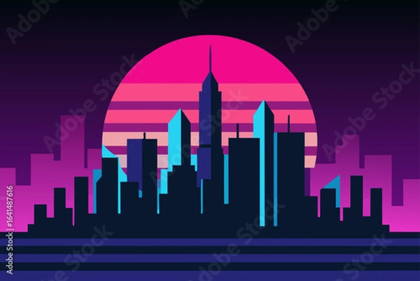Obraz Retro city skyline sunset