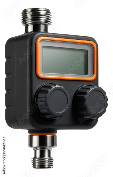Fototapeta Weatherproof watering timer with a sealed construction for outdoor use in rainy climates.