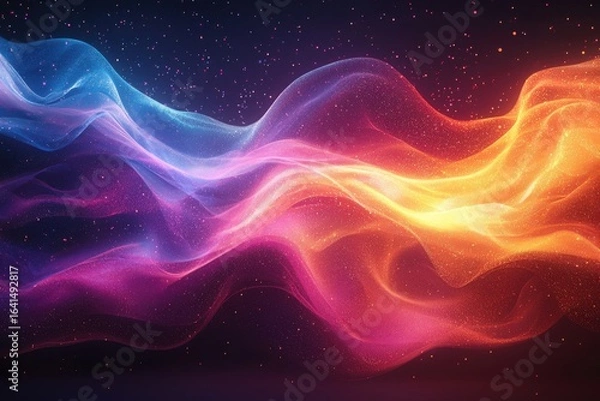Fototapeta Vibrant swirling light waves forming an abstract pattern with vivid colors