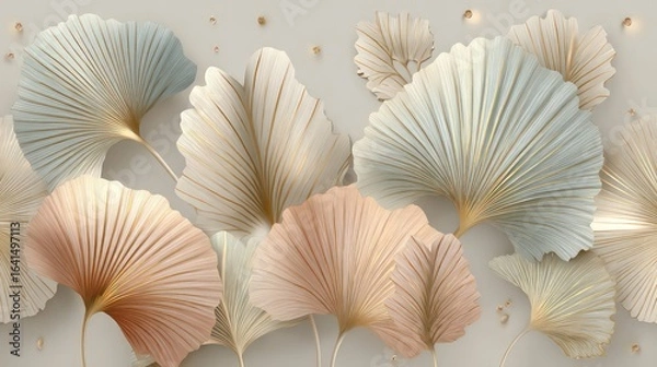 Fototapeta Elegant Ginkgo Leaves Pattern Wallpaper Design