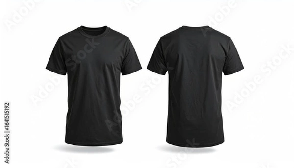 Obraz A plain black t-shirt displayed from front and back views for design purposes