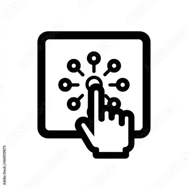 Fototapeta Touchscreen interface, finger tapping on a central point