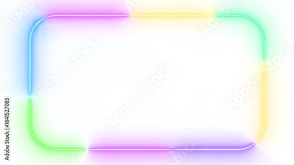 Fototapeta HUD tech neon rectangle frame with vibrant RGB glow, perfect for social media futuristic, game streaming background. sci-fi digital content .