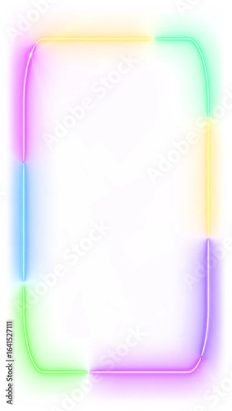 Fototapeta HUD tech neon rectangle frame with vibrant RGB glow, perfect for social media futuristic, game streaming background. sci-fi digital content .