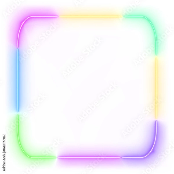 Fototapeta HUD tech neon rectangle frame with vibrant RGB glow, perfect for social media futuristic, game streaming background. sci-fi digital content .