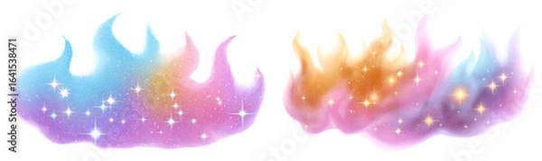 Fototapeta Dreamy Flame with Stars Clipart for Whimsical Designs Isolate on Transparent Background, cutout, png