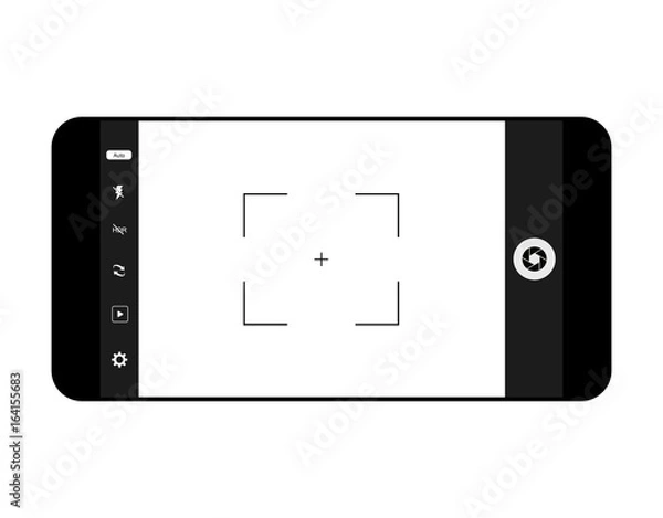 Fototapeta mobile camera interface template background. Screen of smartphone with camera interface. viewfinder display. Vector illustration